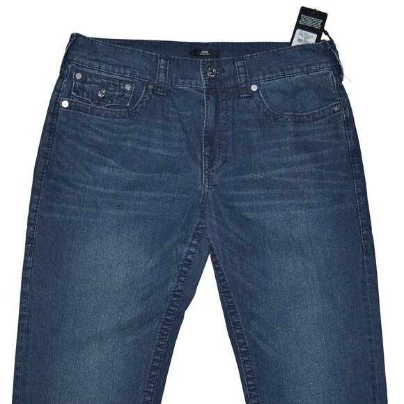 True Religion Geno Big T Flap Jeans Men's Size 36x32 Super Dark Wash Denim NWT - Picture 5 of 11